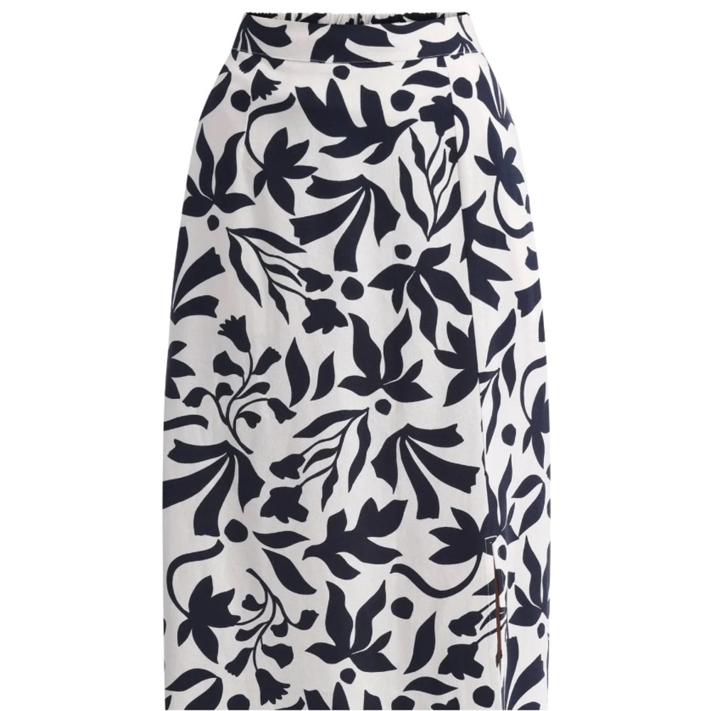 Time and Tru Women's Linen Blend Midi Skirt with Side Slit